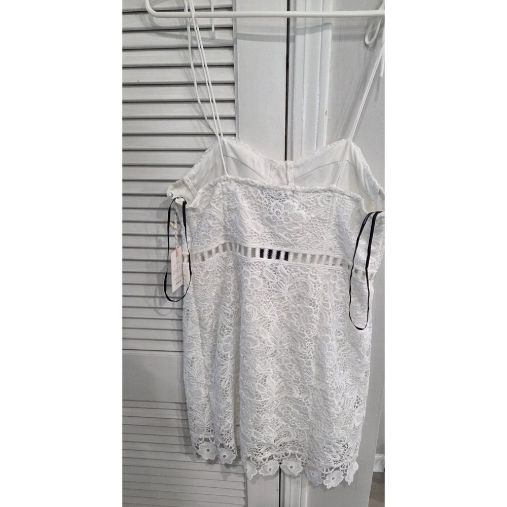 Forever 21 White Floral Lace Sweetheart Mini Dress Spaghetti Straps L NWT